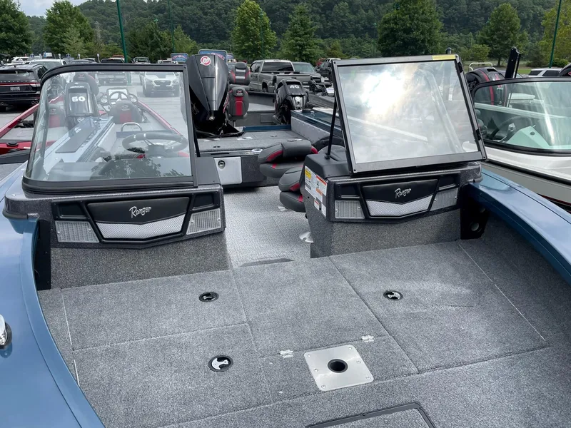 Slide: The Image of 2023 Ranger VX1888 WT fishing boat with spacious deck and dual consoles. - 7