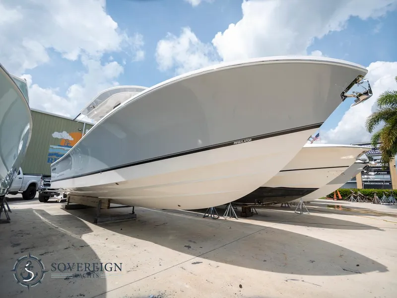 Slide: The Image of 2023 Regulator 34 boat on display at Sovereign Marine Group. - 1
