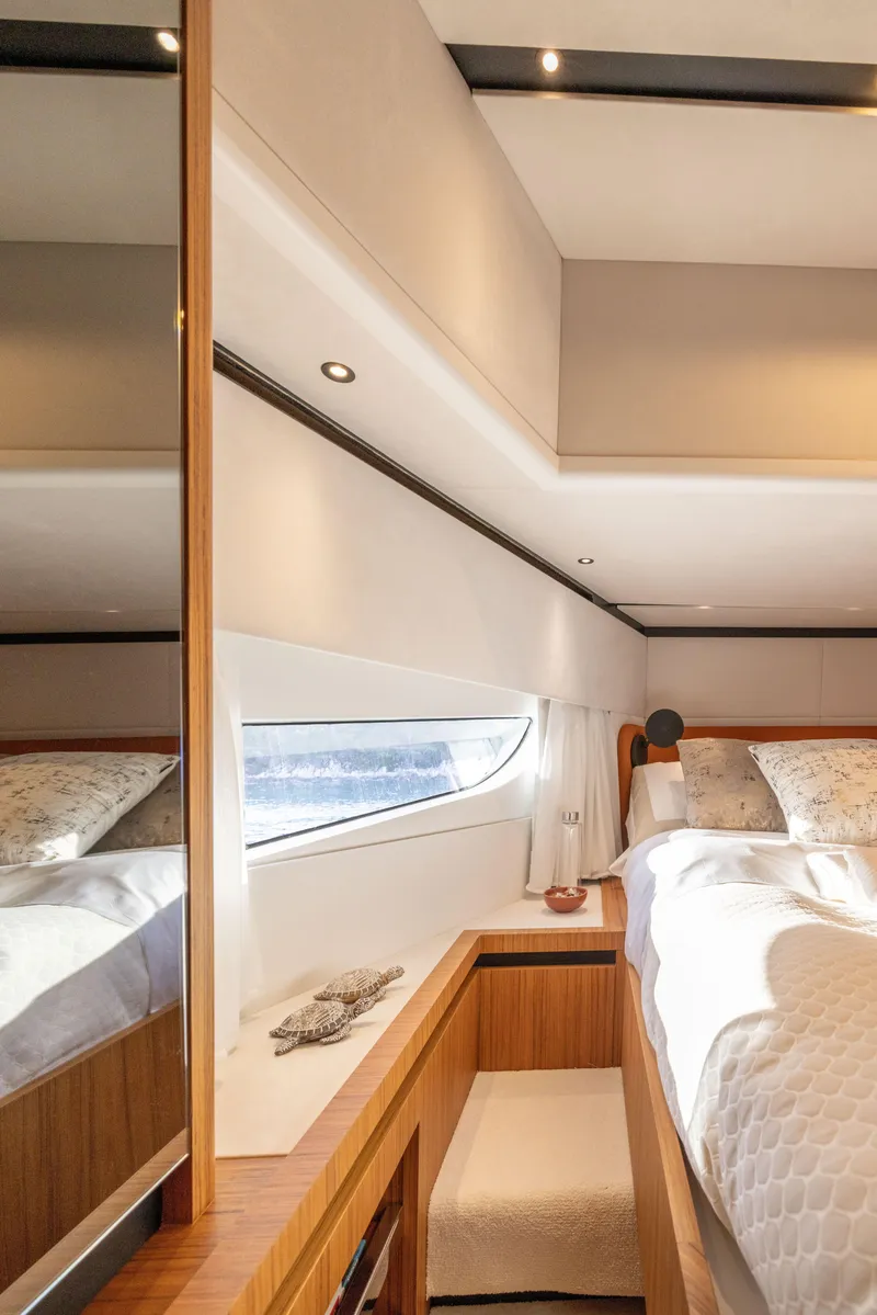 Slide: The Image of Luxurious bedroom interior of 2025 Solaris Power 60 Open yacht with modern design. - 38