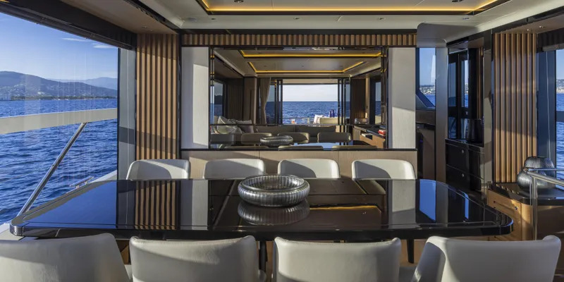 Slide: The Image of Luxurious interior of 2025 Absolute NAVETTA 75 yacht with ocean view. - 23