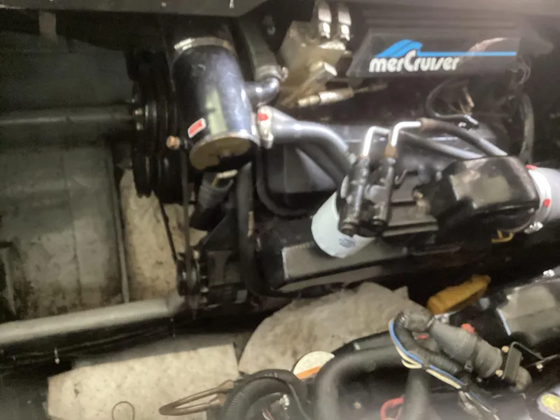 Slide: The Image of 1994 Sea Ray 370 Sedan Bridge engine compartment with MerCruiser engine. - 20