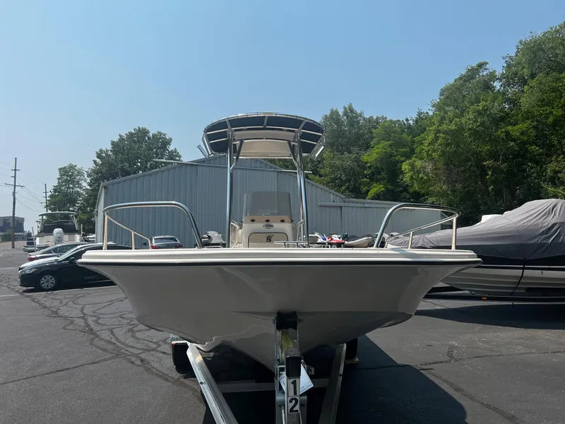Slide: The Image of 2020 Carolina Skiff 21 LS boat on trailer, parked outdoors. - 7