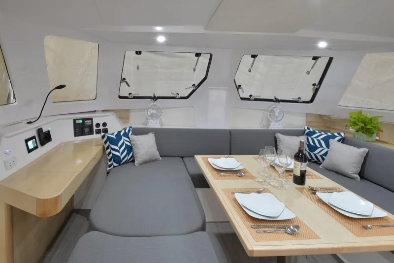 Slide: The Image of Modern interior of 2025 Seawind 1170 yacht with dining area and stylish decor. - 47