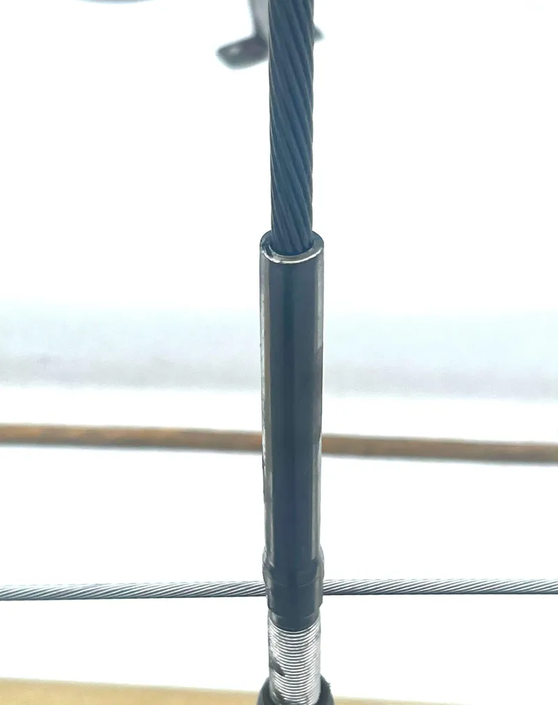 Slide: The Image of Close-up of rigging on a 1977 Van De Stadt Rebel 42 sailboat. - 28