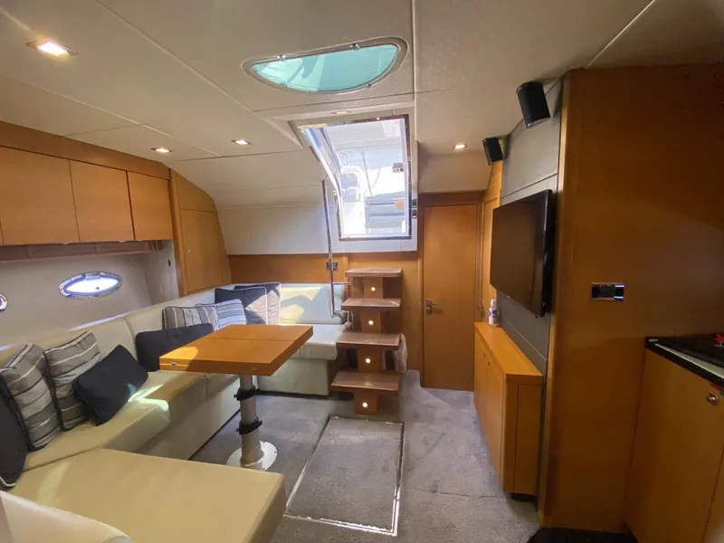 Slide: The Image of Luxurious interior of 2014 Sunseeker 48 Portofino XPS yacht with modern furnishings. - 35