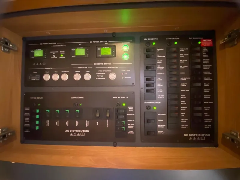 Slide: The Image of Electrical control panel on 2014 Sunseeker 48 Portofino XPS yacht. - 40