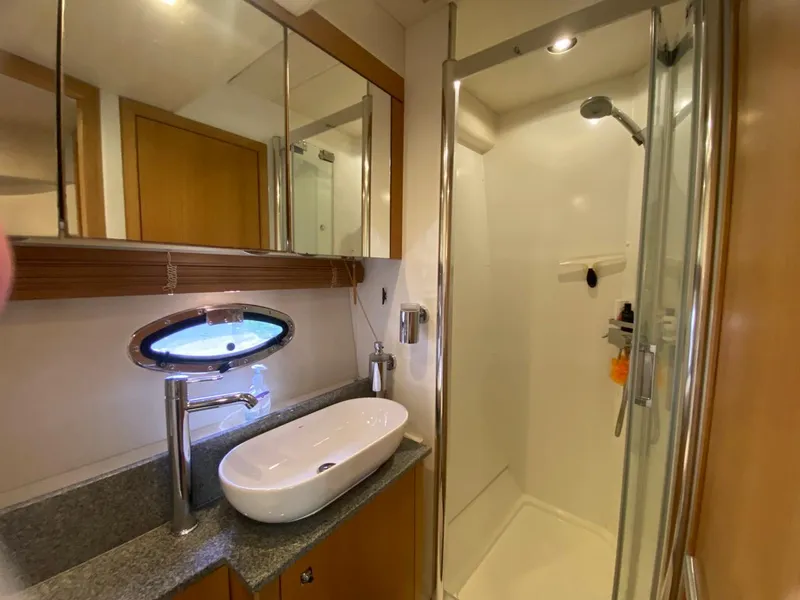 Slide: The Image of Luxurious bathroom in 2014 Sunseeker 48 Portofino XPS yacht with modern fixtures. - 47