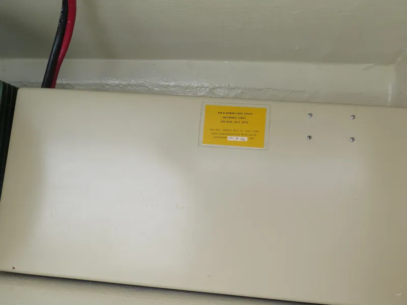 Slide: The Image of Electrical panel with label inside 1988 Blackman 26 Billfisher boat. - 26