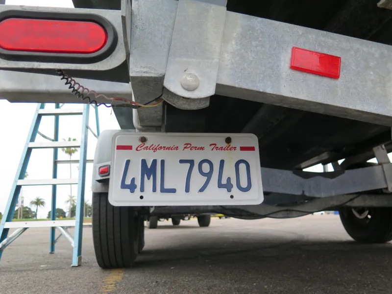 Slide: The Image of California trailer license plate on a Blackman 26 Billfisher, 1988 model. - 3