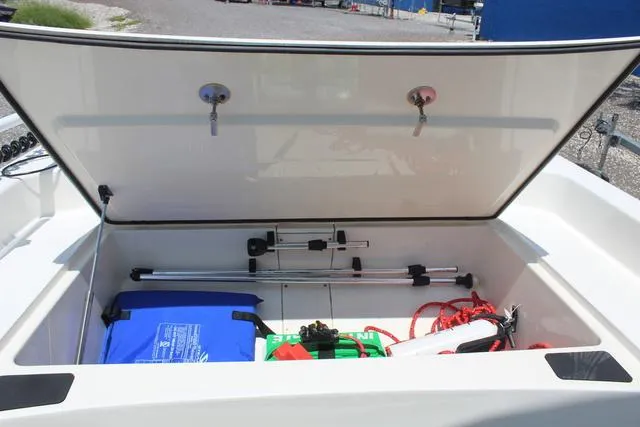 Slide: The Image of Storage compartment in Mako Pro Skiff 15 CC boat, 2021 model. - 12