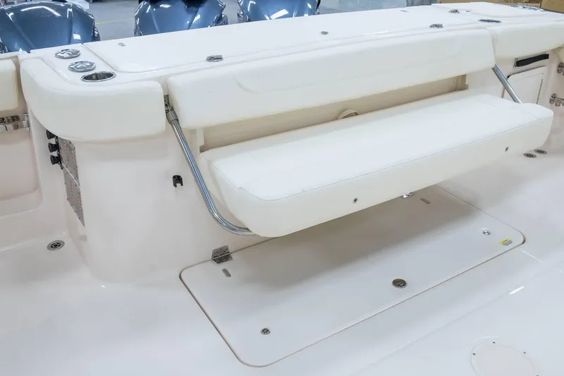 Slide: The Image of 2024 Grady-White Canyon 386 boat with foldable white bench seat. - 12