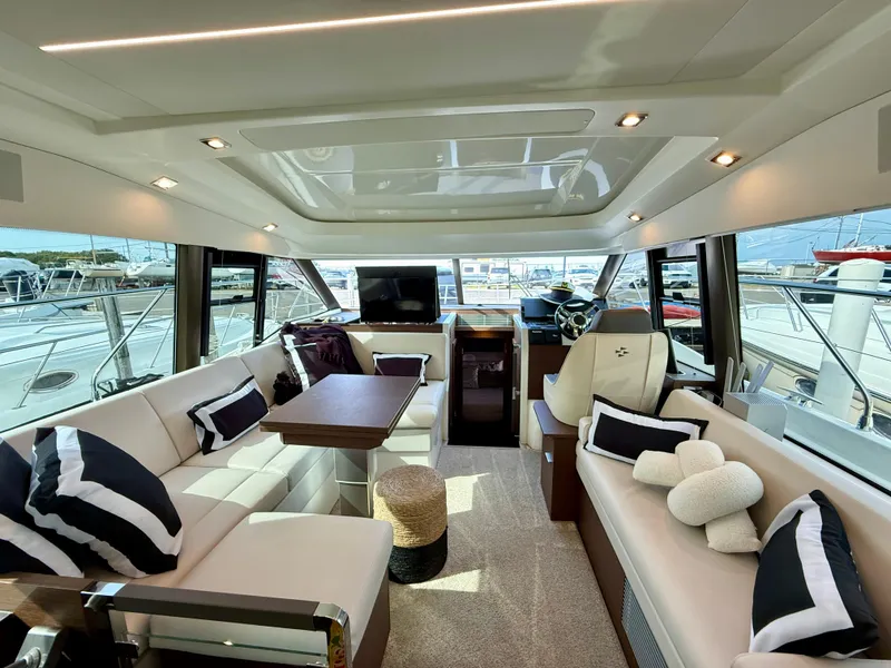 Slide: The Image of Luxurious interior of 2020 Prestige 420S yacht with elegant seating and modern design. - 20