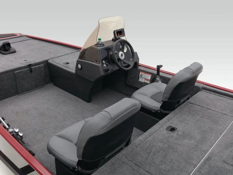 Slide: The Image of 2024 Tracker BASS TRACKER® Classic XL boat interior with dual seats and steering console. - 10