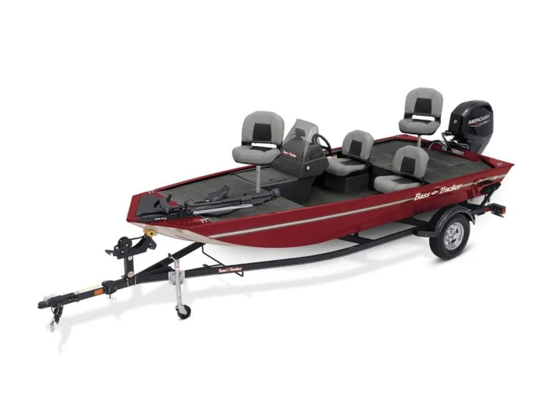 Slide: The Image of 2024 Tracker BASS TRACKER® Classic XL fishing boat, red, with trailer and motor. - 4