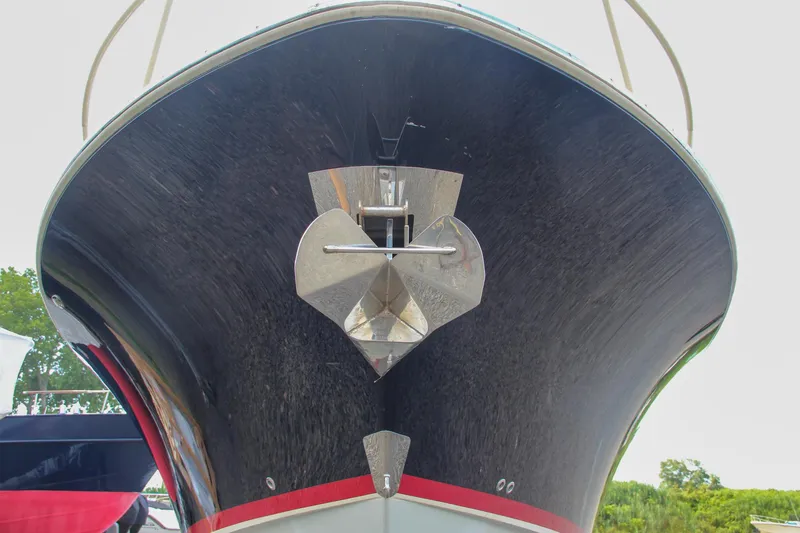 Slide: The Image of 2017 Chris-Craft Launch 36 boat bow with anchor, close-up view. - 12