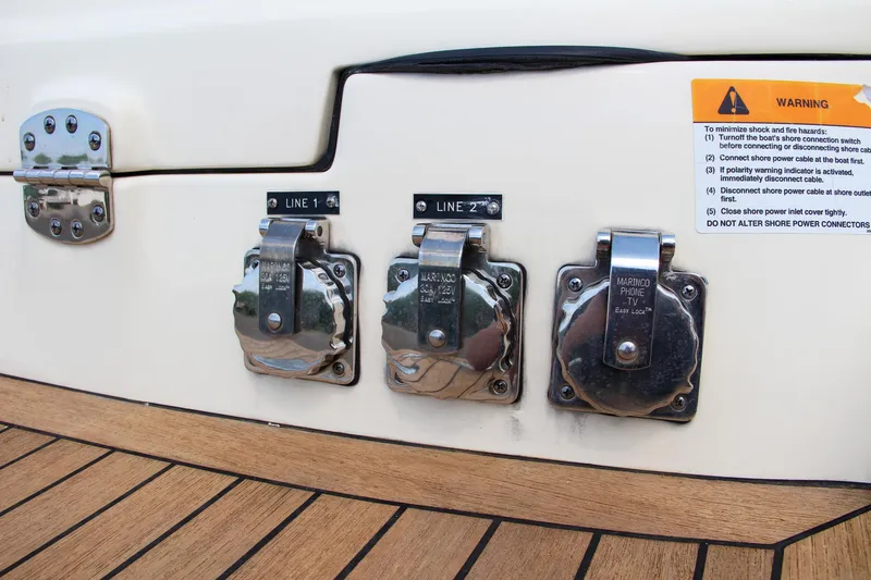 Slide: The Image of 2017 Chris-Craft Launch 36 power outlets on teak deck. - 16