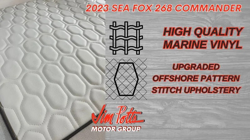 Slide: The Image of 2023 Sea Fox 268 Commander marine vinyl upholstery with upgraded offshore pattern. - 8