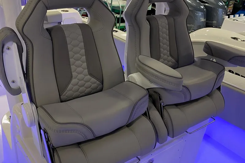 Slide: The Image of Luxury seating on the 2024 Cape Horn 34 XS boat model. - 22
