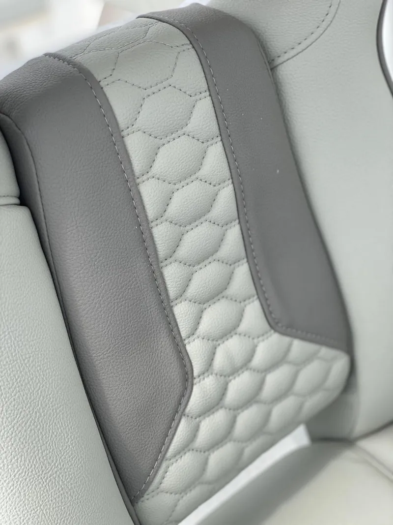 Slide: The Image of Close-up of 2024 Cape Horn 34 XS boat seat with quilted leather upholstery. - 3