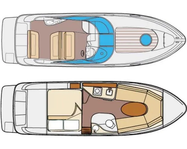 Slide: The Image of 2008 Regal 2665 Commodore boat docked in a marina, side view. - 5