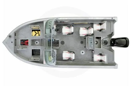 Slide: The Image of 2008 Lowe FS185 boat, 18-foot, walk-thru windshield, Mercury 150 engine, top view layout. - 10