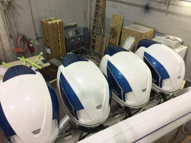 Slide: The Image of Four powerful outboard engines on a 2017 Intrepid 475 Sport Yacht. - 2