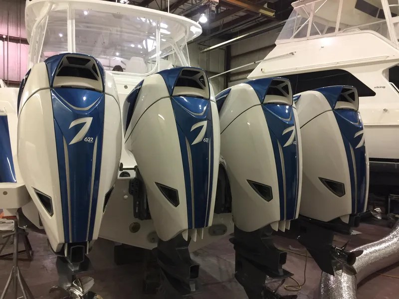 Slide: The Image of 2017 Intrepid 475 Sport Yacht with quad Seven Marine outboard engines. - 3