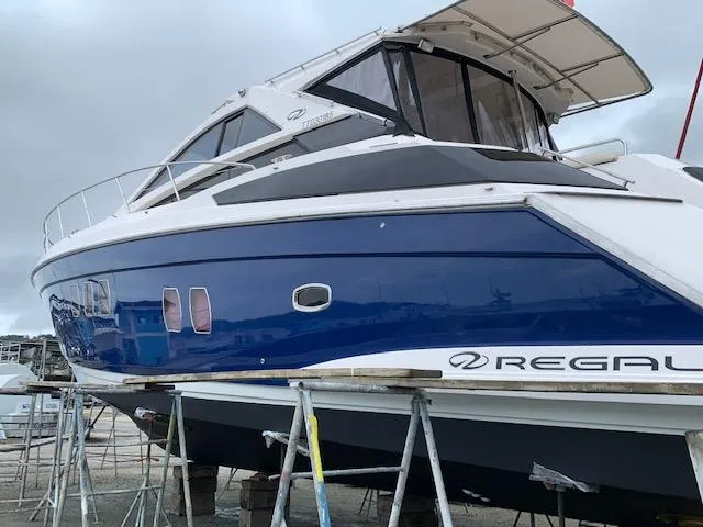 Slide: The Image of 2015 Regal 42 Sport Coupe yacht on dry dock. - 5