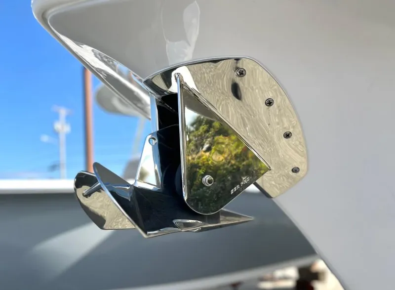 Slide: The Image of 2024 Sea Pro 262CC boat anchor detail with polished metal finish. - 4
