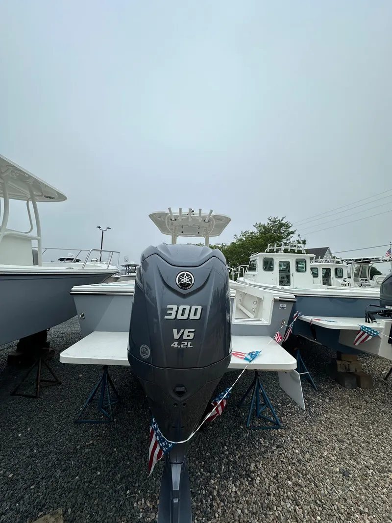 Slide: The Image of 2023 Parker 2500 Special Edition boat with a 300 V6 4.2L engine. - 4