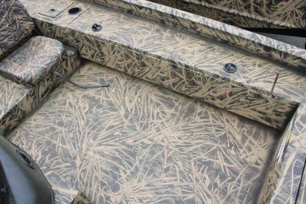 Slide: The Image of 2023 Lowe CAT 20 boat interior with camouflage pattern. - 6