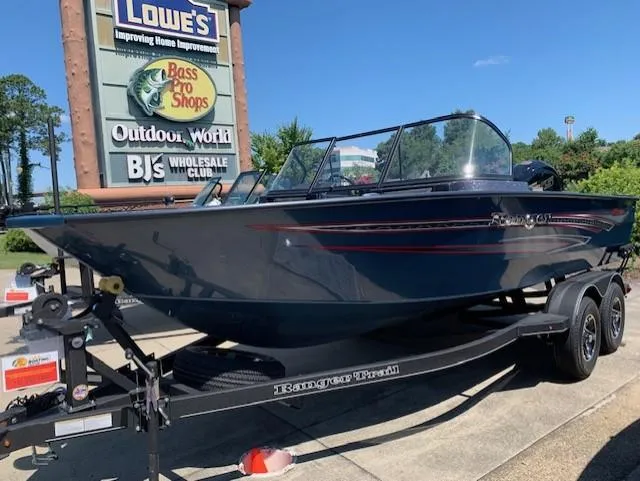 The Image of 2023 Ranger VX1788 WT boat on trailer in front of Lowe's and Bass Pro Shops. - 0