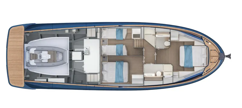 Slide: The Image of Top view of 2025 Solaris Power 52 Open luxury yacht interior layout. - 6