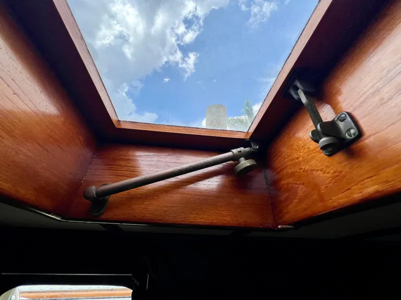 Slide: The Image of Skylight view from inside a 1986 Cherubini 44 sailboat. - 18