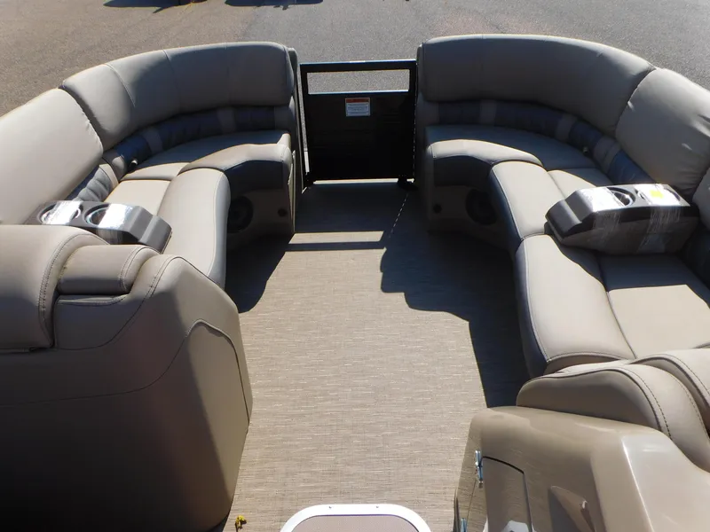 Slide: The Image of 2023 Bennington 23RSBA pontoon boat with spacious seating and modern design. - 5