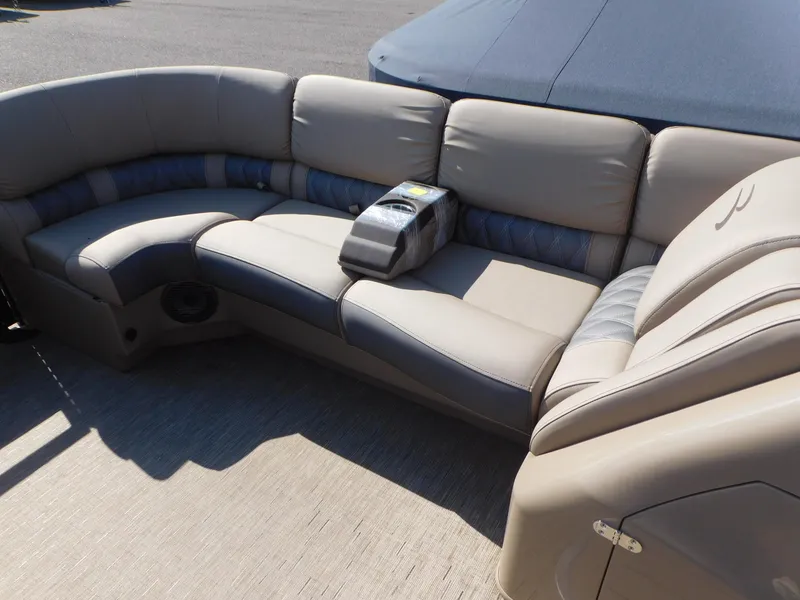 Slide: The Image of 2023 Bennington 23RSBA boat interior with plush seating and modern design. - 6