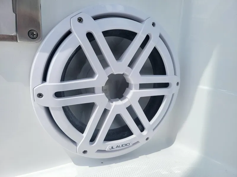 Slide: The Image of Close-up of JL Audio speaker on 2024 Wellcraft 222 Fisherman boat. - 17