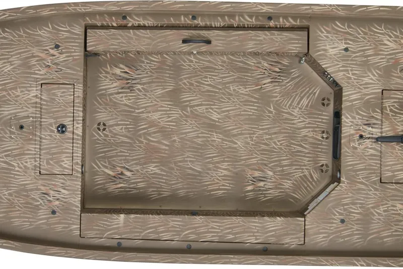 Slide: The Image of 2023 Tracker Grizzly 1654 T Sportsman boat interior with camouflage pattern. - 30