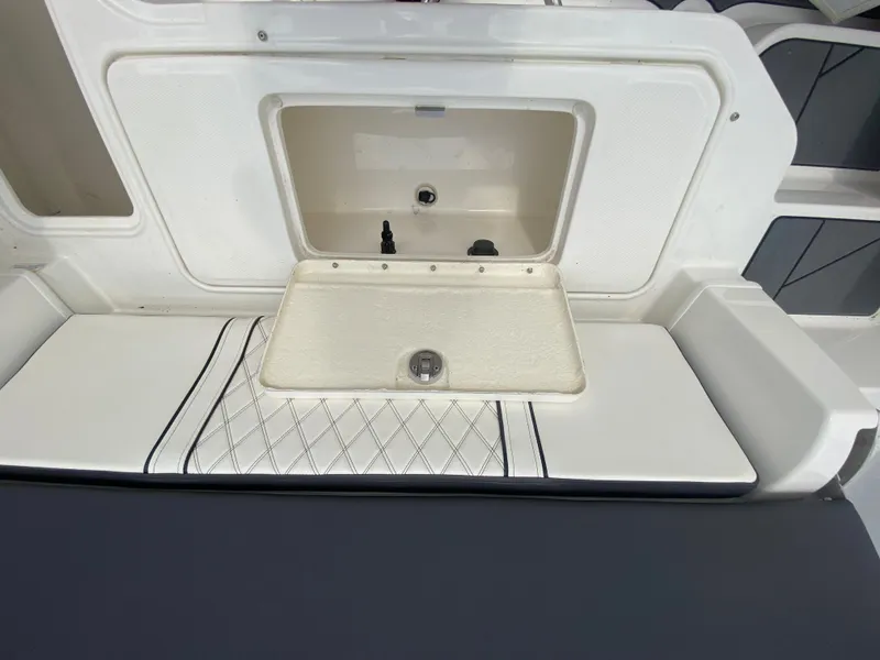 Slide: The Image of 2022 Bayliner DX2000 boat with integrated sink and storage compartment. - 23