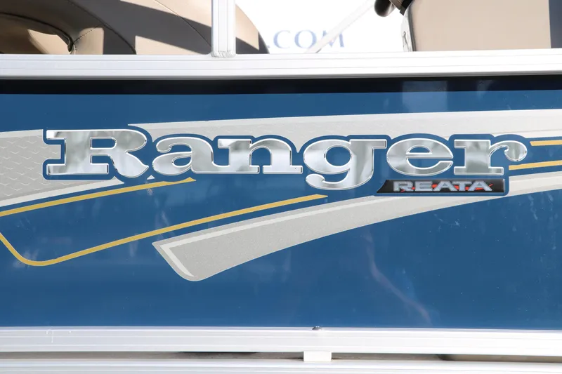 Slide: The Image of 2021 Ranger RP200C boat logo on blue background - 18