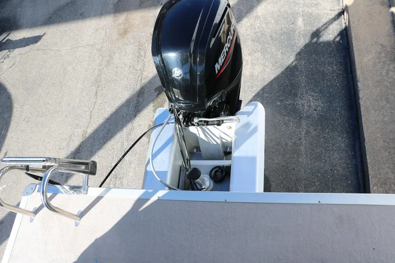 Slide: The Image of 2021 Ranger RP200C boat with Mercury outboard motor, rear view. - 30