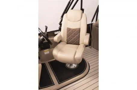 Slide: The Image of 2023 SunCatcher Elite 326SS captain's chair with beige and brown upholstery. - 13