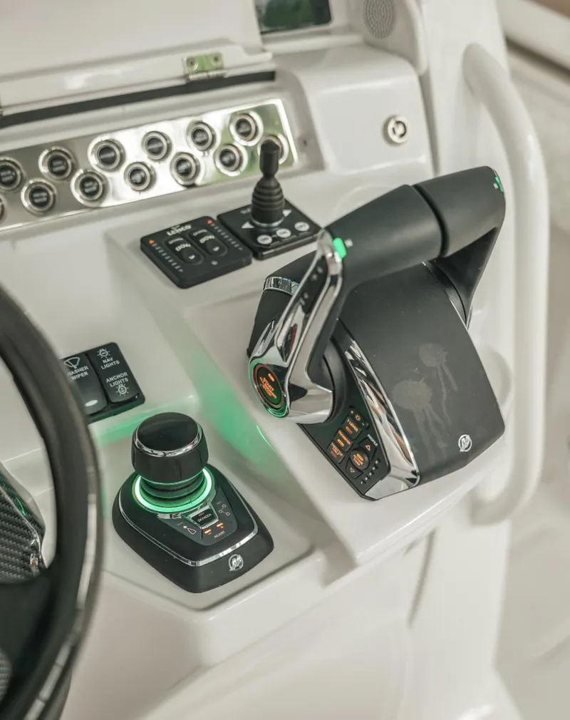 Slide: The Image of Control panel of the 2023 HCB 39 Speciale boat with advanced navigation systems. - 22