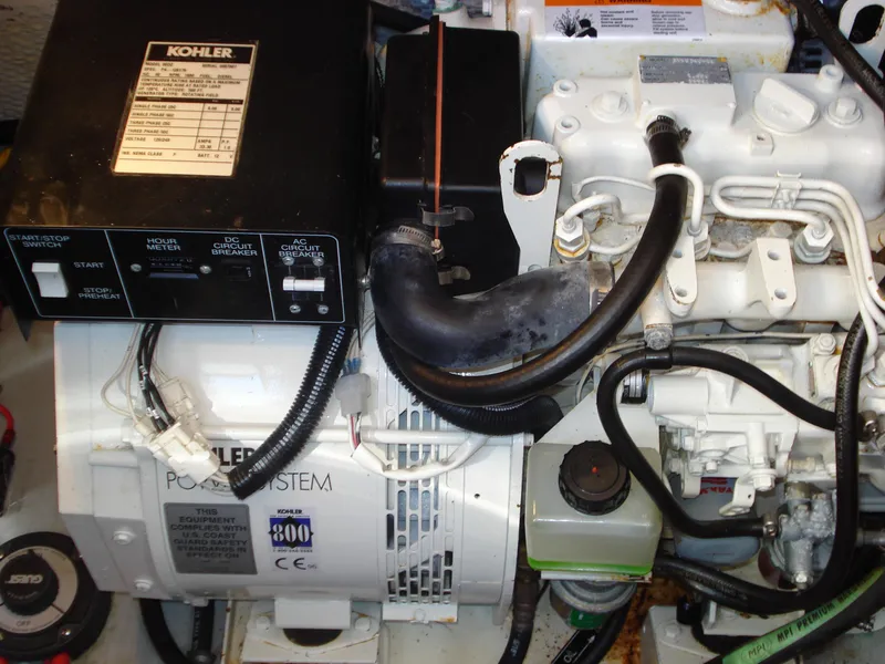 Slide: The Image of Engine room of 2000 Silverton 392 Motor Yacht with Kohler power system. - 30