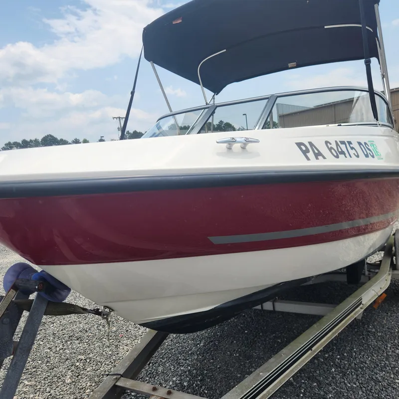 Slide: The Image of 2018 Bayliner 185 Bowrider boat on trailer with registration number PA 6475. - 23