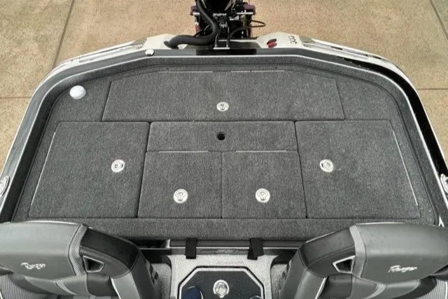 Slide: The Image of 2023 Ranger Z521R boat deck with storage compartments. - 7