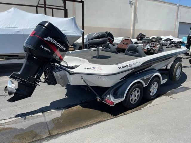 Slide: The Image of 2004 Ranger 520 VX/VS boat with Mercury engine on trailer. - 1