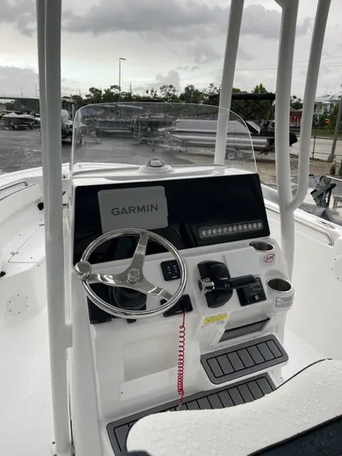 Slide: The Image of 2024 Tidewater 210 LXF boat console with Garmin navigation system. - 5