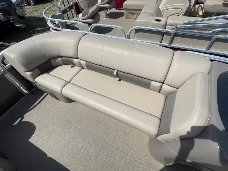 Slide: The Image of 2021 Sun Tracker Party Barge 20 DLX pontoon boat with beige seating. - 8