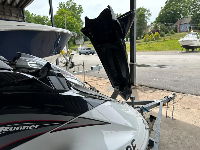 Slide: The Image of 2009 Yamaha WaveRunner FX Cruiser H/O on a trailer in a storage area. - 20